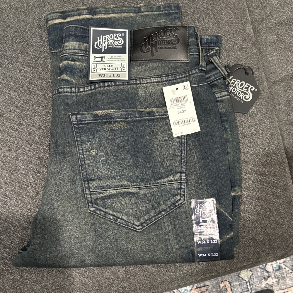 Heroes motor Los Angeles, slim straight Men's Blue Jeans